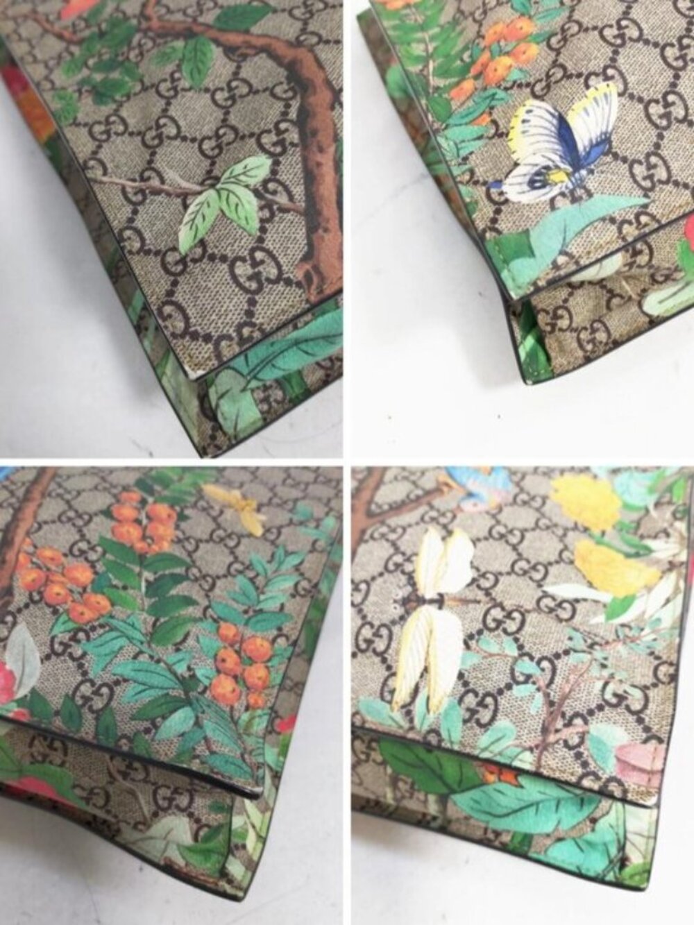 Authentic Gucci Tian GG Supreme Floral Bird Tote Shoulder Bag - Picture 7 of 16
